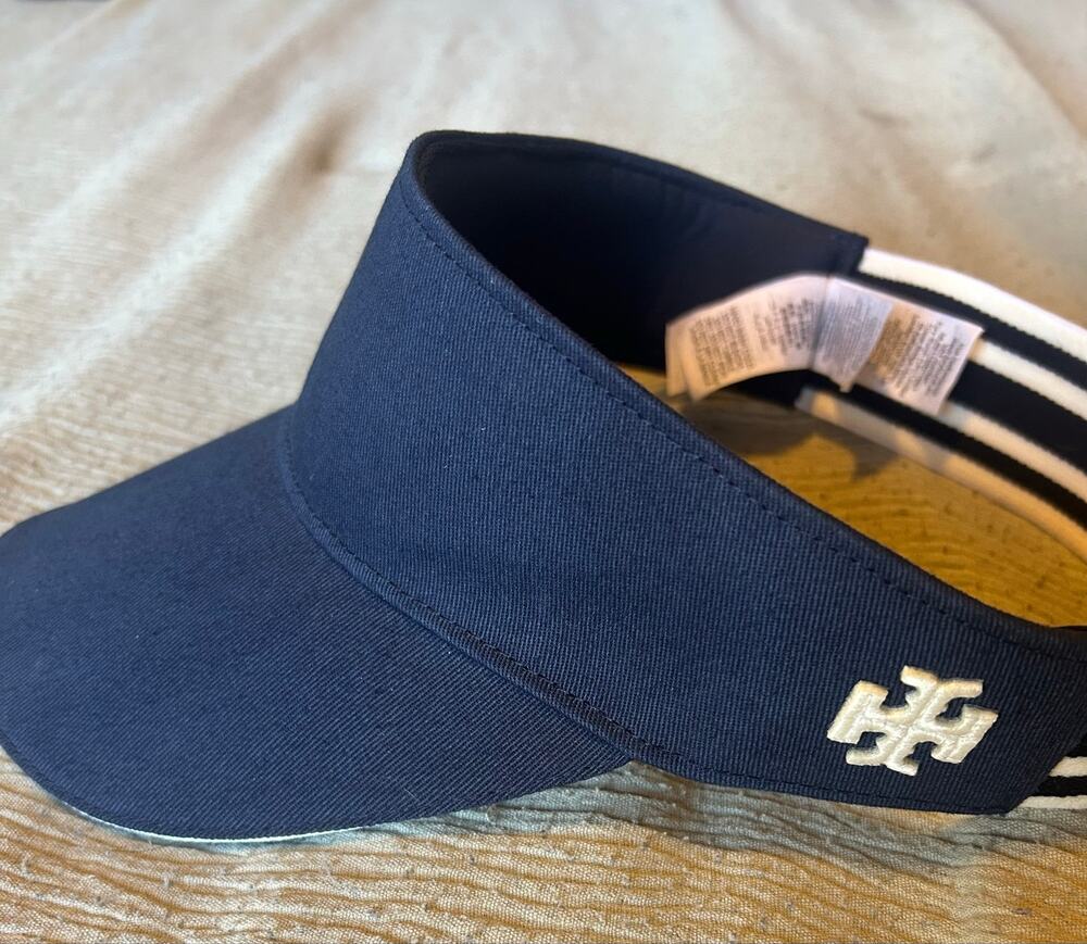 Tory Burch Sport Performance Visor Navy Blue Logo